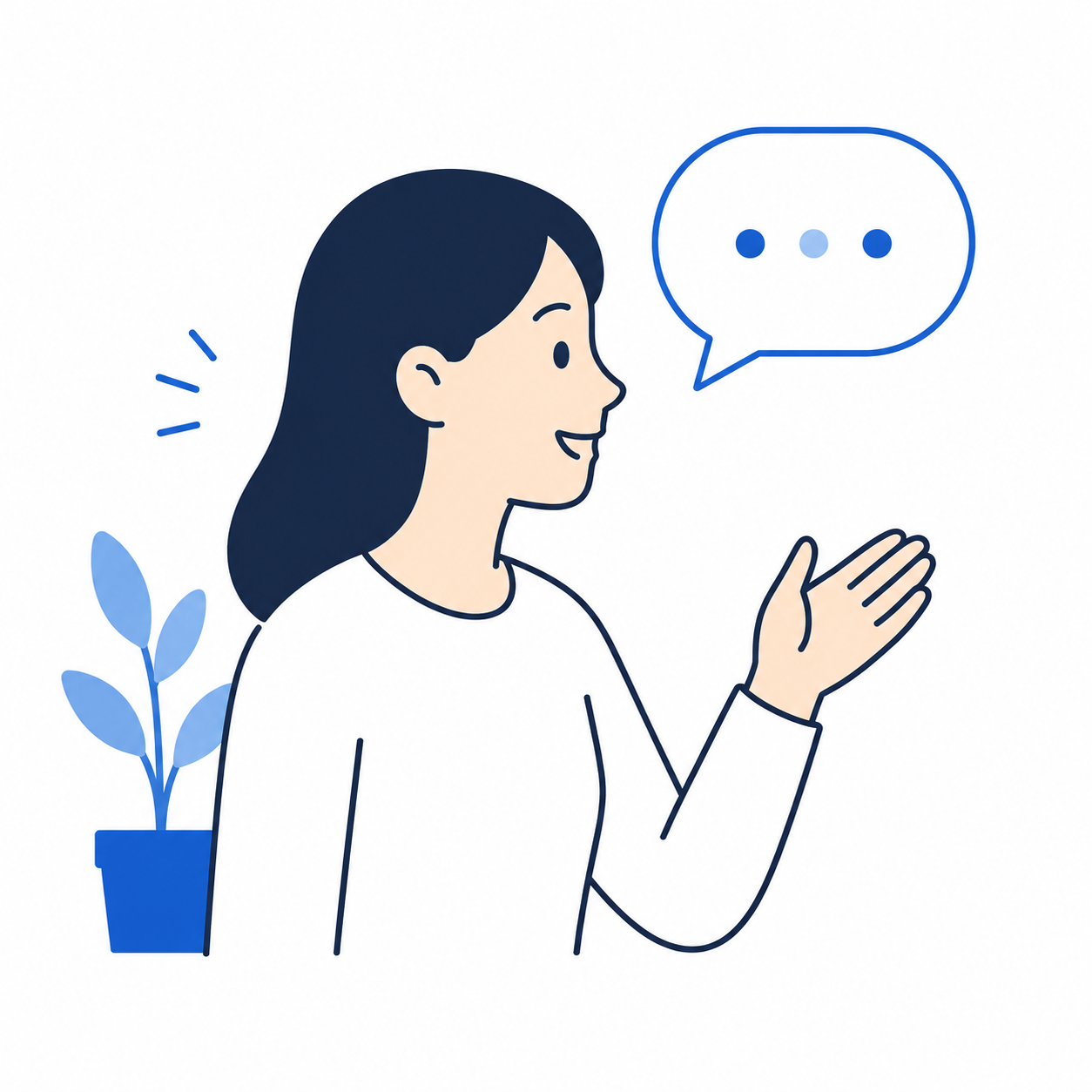 学習目的や悩みについて相談する様子