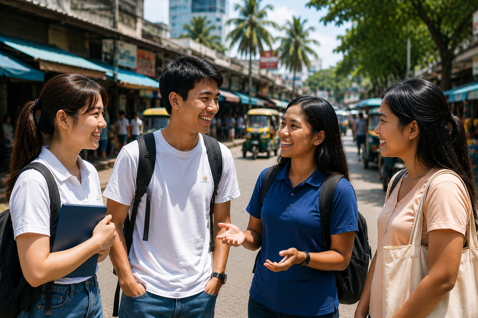 フィリピンで英語を使いながら交流する学生